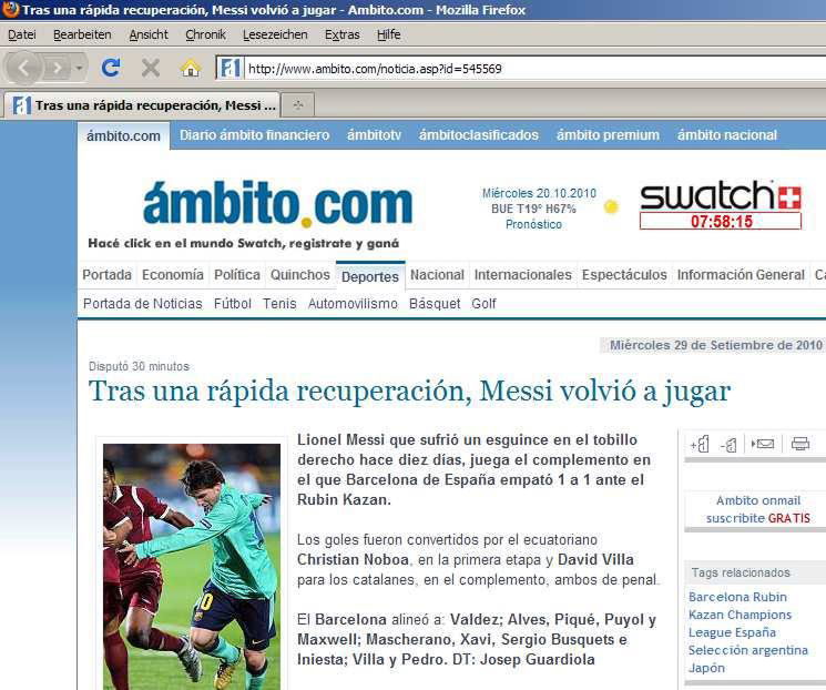 Perioada de recuperare de numai 8 zile, cu ajutorul Vacusport! “Messi revine dupa o recuperare rapida in urma unei accidentari cu Kazan”